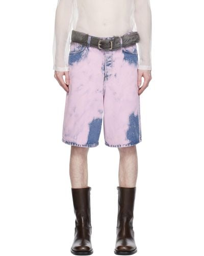 Dries Van Noten Pink Garment-dyed Denim Shorts
