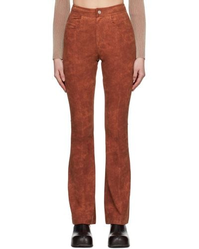 ANDERSSON BELL Panelled Faux-leather Trousers - Red