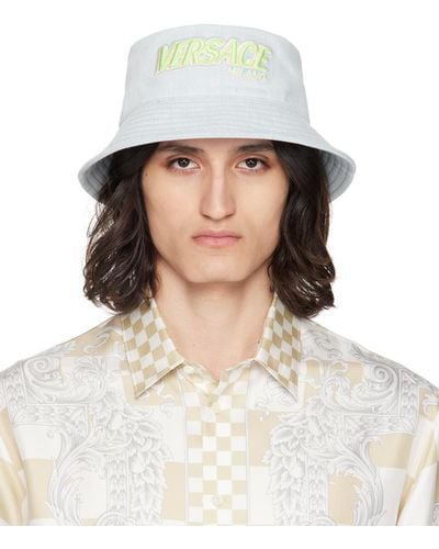 Versace Embroidered Denim Hat - White