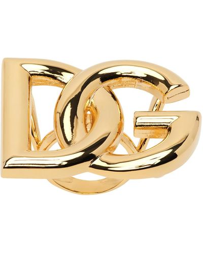Dolce & Gabbana Bague dorée à logo dg - Métallisé
