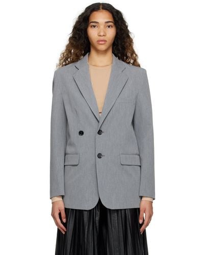 MM6 by Maison Martin Margiela Grey Double-breasted Blazer - Black