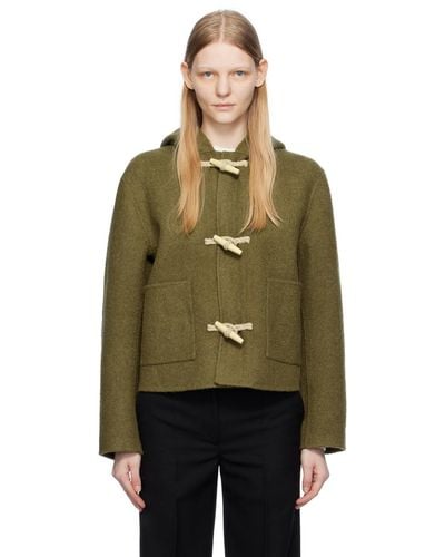 Totême + Net Sustain Hooded Wool-blend Felt Jacket - Green