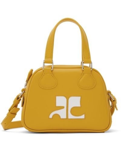 Courreges Mini Leather Bowling Bag - Yellow