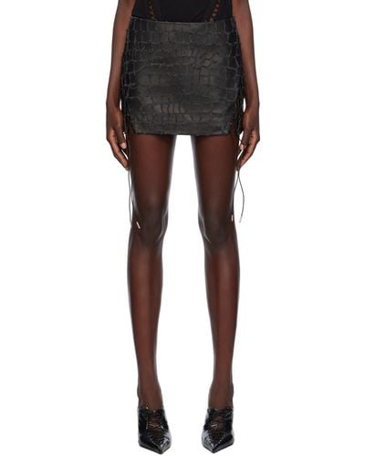 Dion Lee Snake Etched Leather Miniskirt - Black