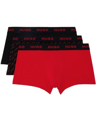 HUGO マルチカラー グラフィック ボクサー 3枚セット - レッド