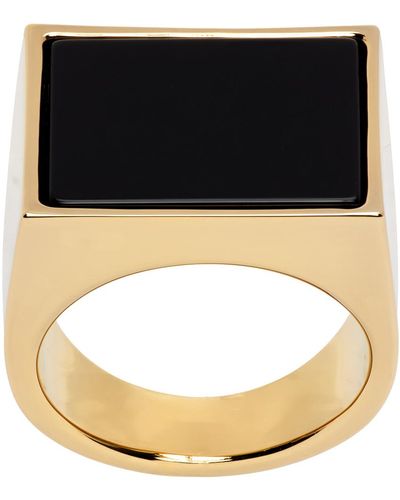 Dries Van Noten Gold & Black Square Signet Ring