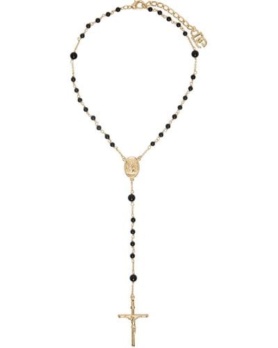 Dolce & Gabbana Dolce&gabbana Gold Cross Necklace - Black