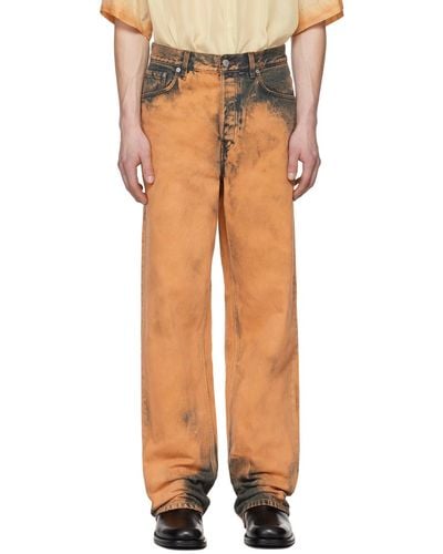 Dries Van Noten Orange Bleached Jeans - Multicolour