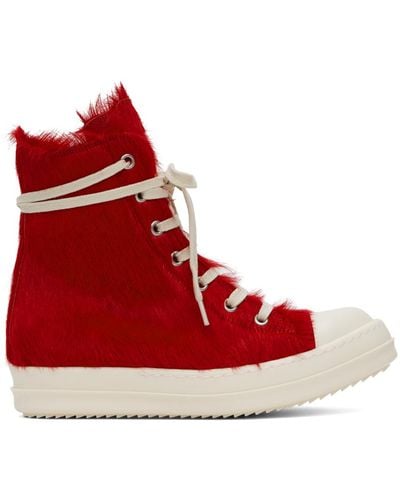 Rick Owens Unshaved Sneakers - Red