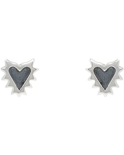 Stolen Girlfriends Club Micro Siked Heart Earrings - Black