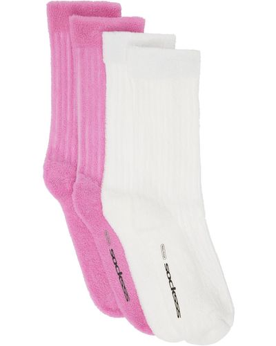 Socksss Ensemble de deux paires de chaussettes roses et blanches