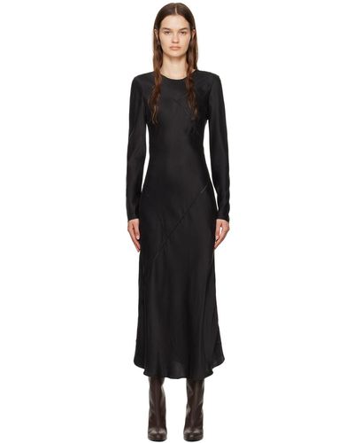SILK LAUNDRY Splice Long Sleeve Maxi Dress - Black
