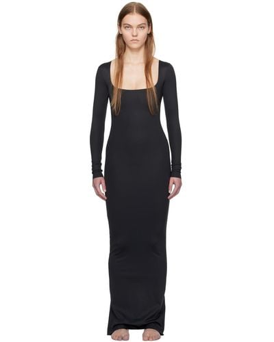 Skims Body Long Sleeve Long Slip Maxi Dress - Black