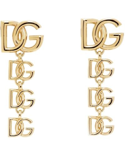 Dolce & Gabbana ゴールド ロゴ ピアス - イエロー