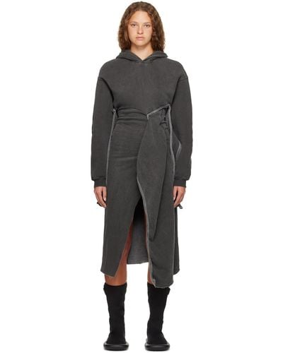 OTTOLINGER Grey Hooded Midi Dress - Black