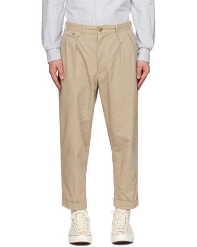 Beams Plus Pleated Trousers - Natural