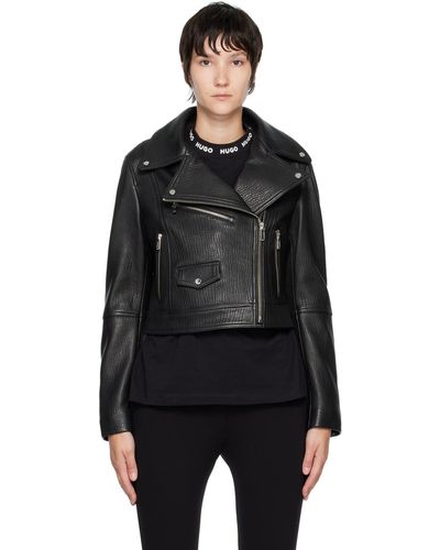 HUGO Black Leather Jacket
