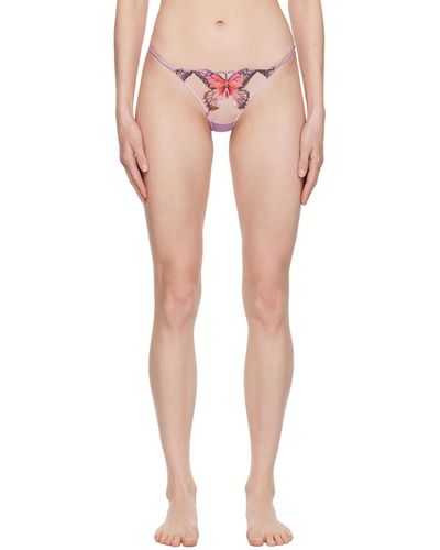 Fleur du Mal Butterfly Embroidery Thong - Multicolor
