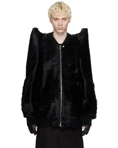 Rick Owens Blouson aviateur surdimensionné tec noir en cuir