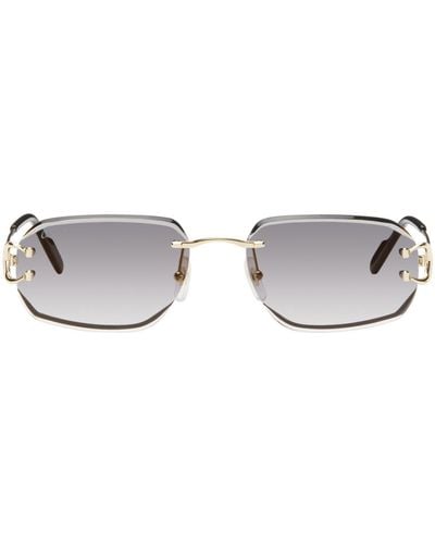 Cartier Gold & Grey 'signature C De ' Ct0468s Sunglasses - Black