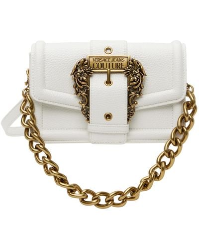 Versace White Curb Chain Bag - Metallic