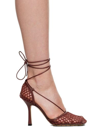 Bottega Veneta Stretch Leather Ankle Wrap Sandal - Brown
