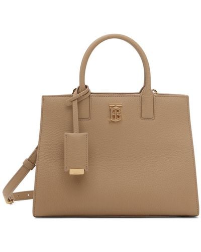 Burberry 'frances Mini' Shopper Bag - Natural