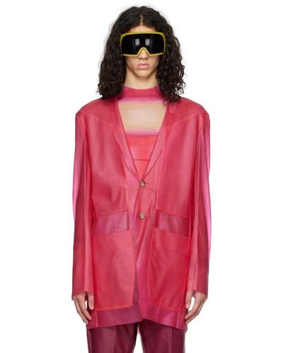 Rick Owens Pink Lido Leather Jacket - Red