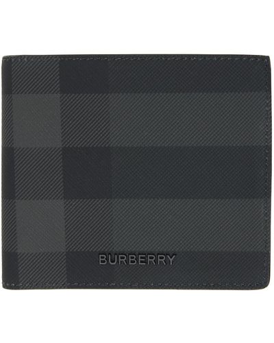 Burberry Portefeuille noir et gris à carreaux