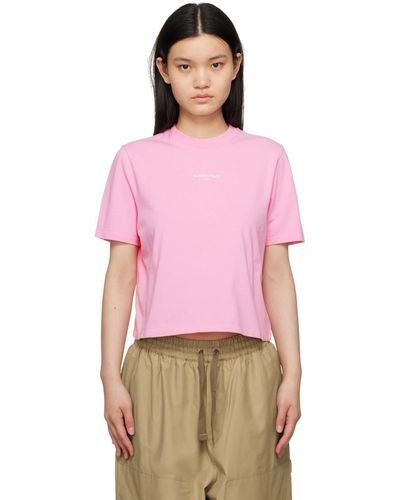 Maison Kitsuné T-shirt rose à logo brodé