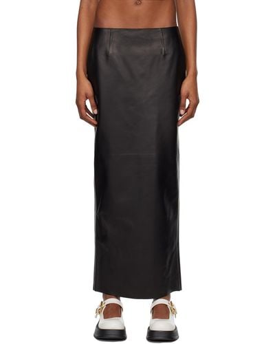 Marni Slit Leather Maxi Skirt - Black