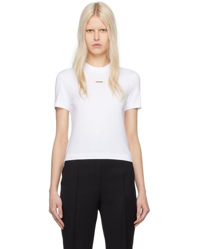 Jacquemus Les Classiquesコレクション ホワイト Le T-shirt Gros Grain Tシャツ - ブラック