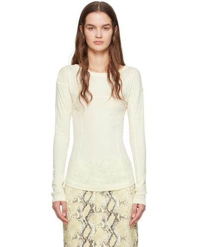 Helmut Lang Off-white Panelled Long Sleeve T-shirt - Natural