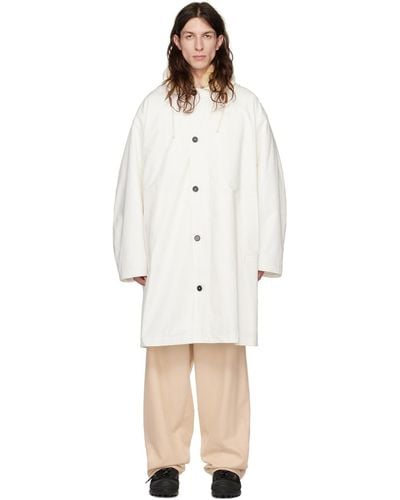 Jil Sander White Oversized Coat - Multicolour