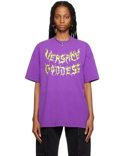 Versace パープル ディストレス Tシャツ