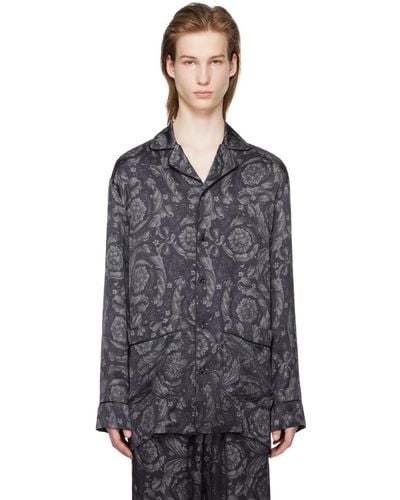Versace Barocco Pyjama Shirt - Black