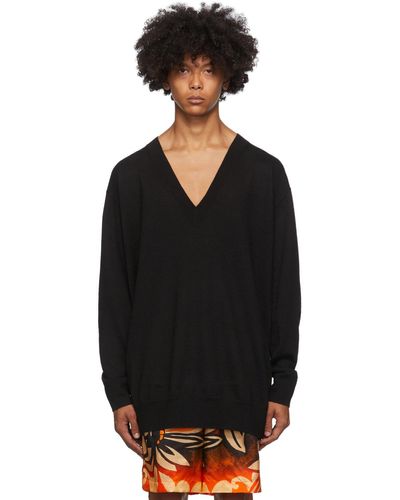 Dries Van Noten Long V-neck Sweater - Black