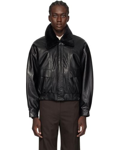 Low Classic Short Faux-leather Jacket - Black