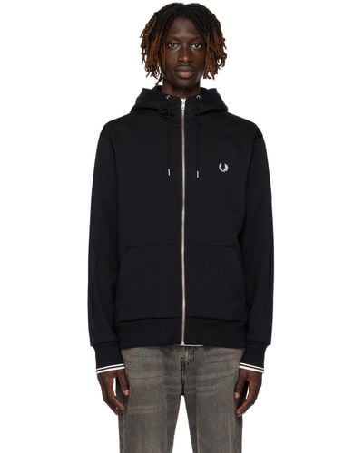 Fred Perry F Perry ジップフーディ - ブラック