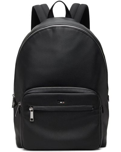 BOSS Black Faux-leather Signature Details Backpack