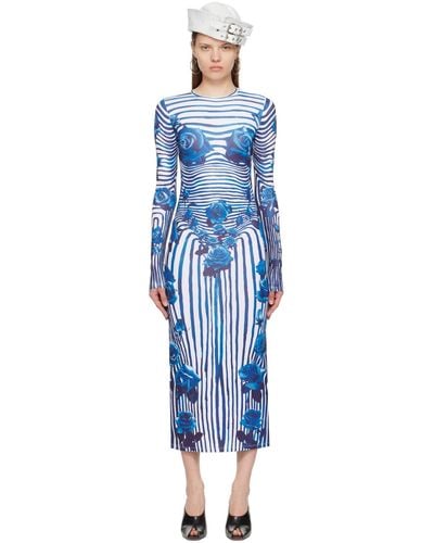 Jean Paul Gaultier Flower Body Morphing Maxi Dress - Blue