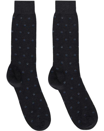 Ferragamo Gray Medium Gancini Jacquard Socks - Black