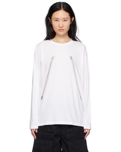 MM6 by Maison Martin Margiela White Printed Long Sleeve T-shirt