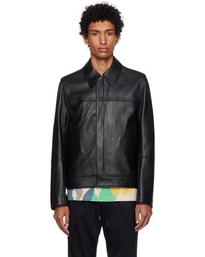 Paul Smith Black Slim-fit Leather Jacket