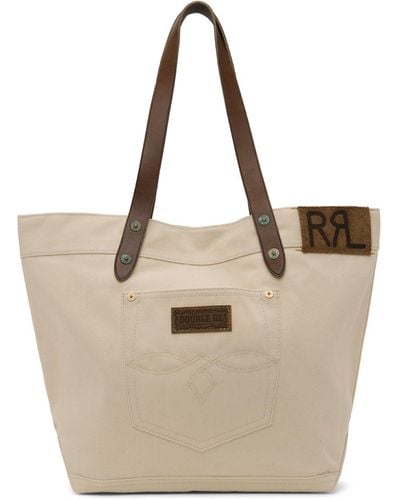 RRL Off- Leather-trim Twill Tote - Natural