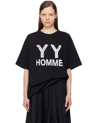 Yohji Yamamoto プリントtシャツ - ブラック