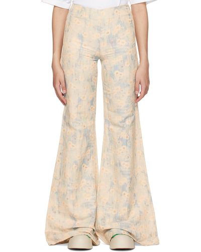 Acne Studios Yellow & Blue Printed Trousers - Natural