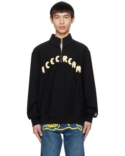 ICECREAM ハーフジップ スウェットシャツ - ブラック