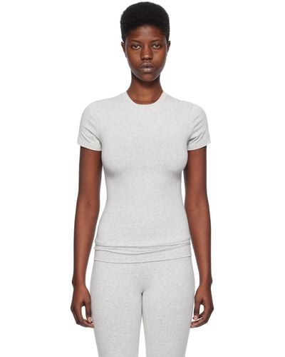 Skims Grey Cotton Jersey T-shirt - Black