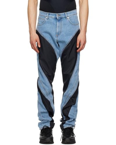 Mugler Blue Panelled Spiral Jeans